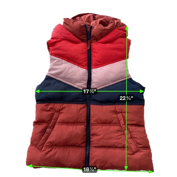 Aeropostale Colorblock Puffer Vest Hooded Chevron Red Pink Navy Size S - Picture 11 of 11